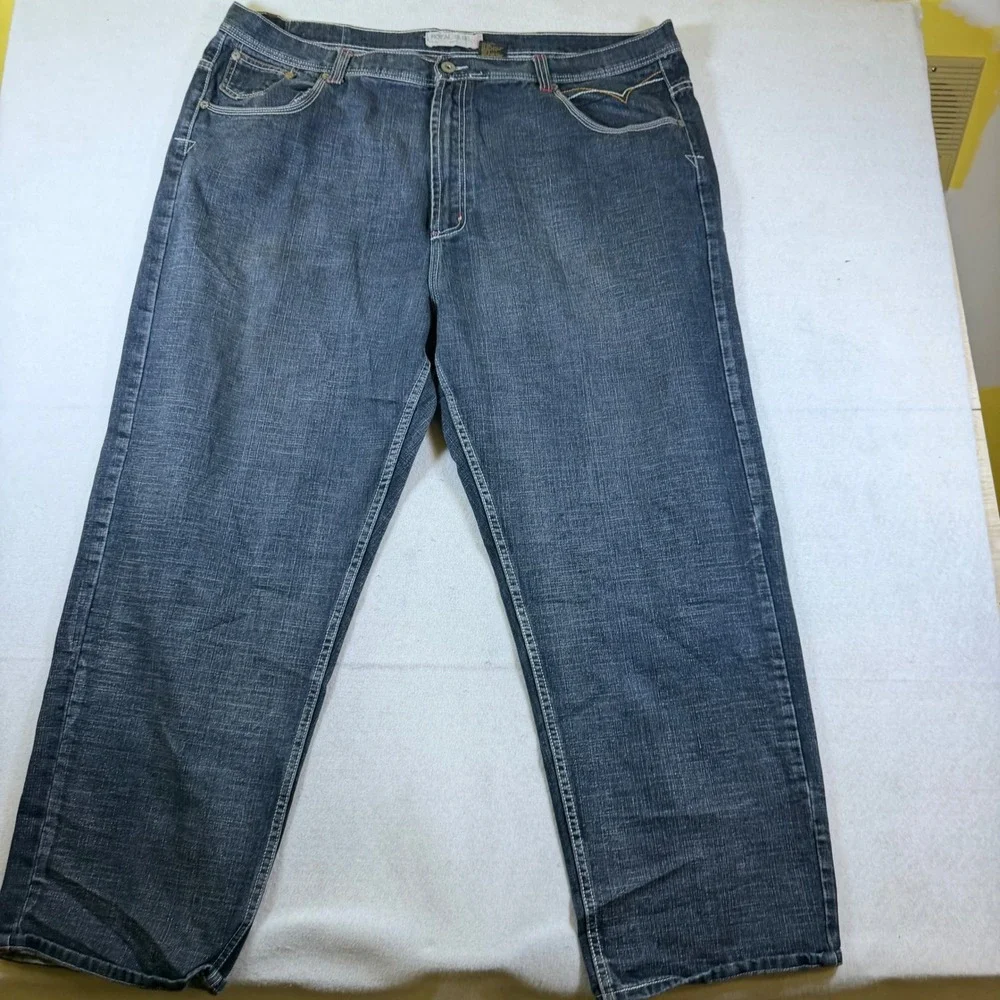 Royal Blue Mens Jeans 50x32 Dark Wash Straight Leg Baggy Y2K Hip Hop Denim 50W